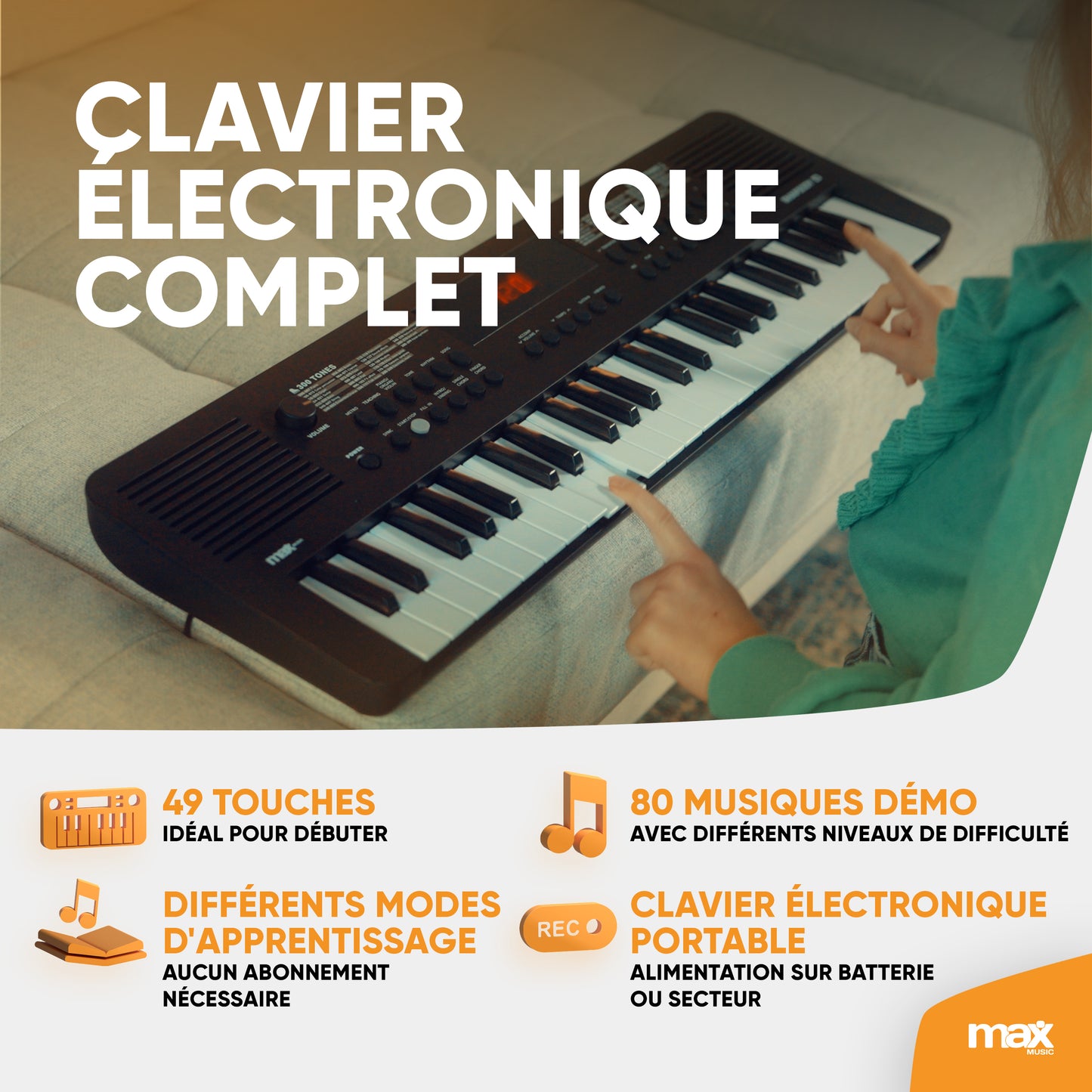 Piano électronique clavier 49 touches