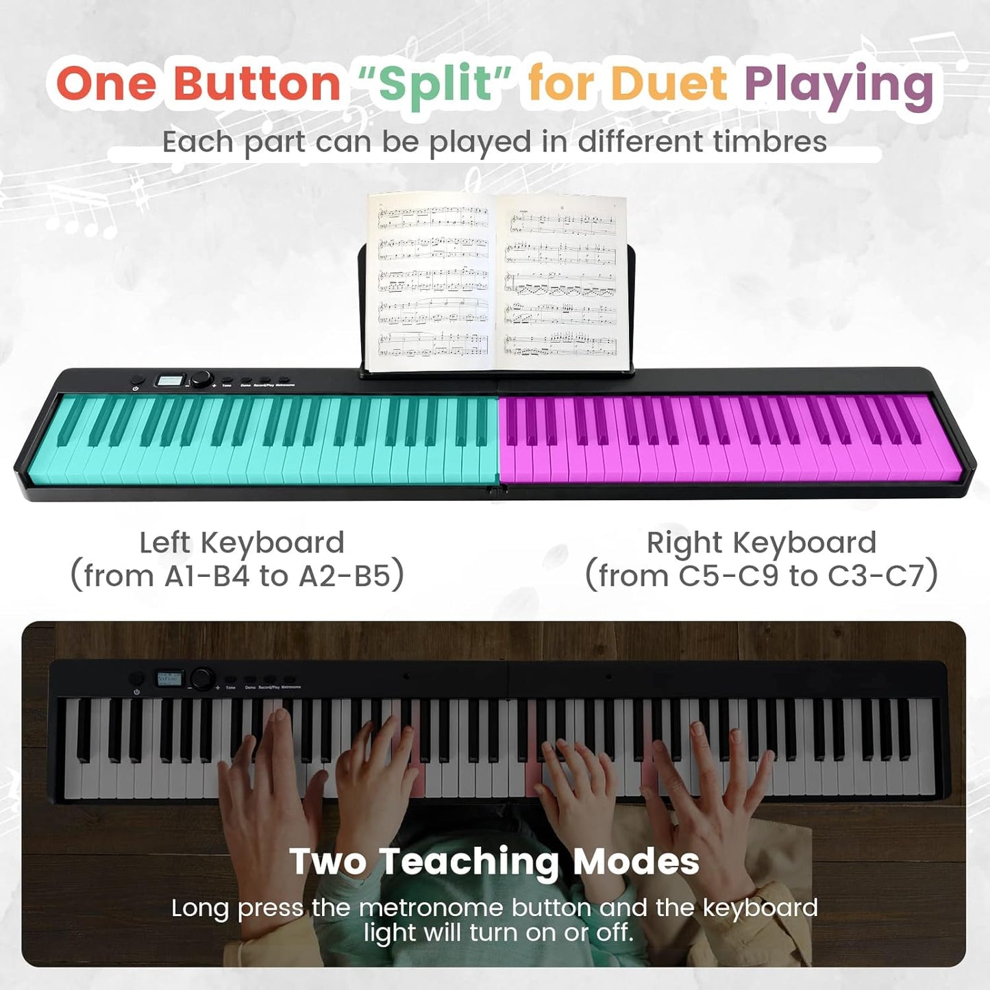 Piano 88 touches lumineuses