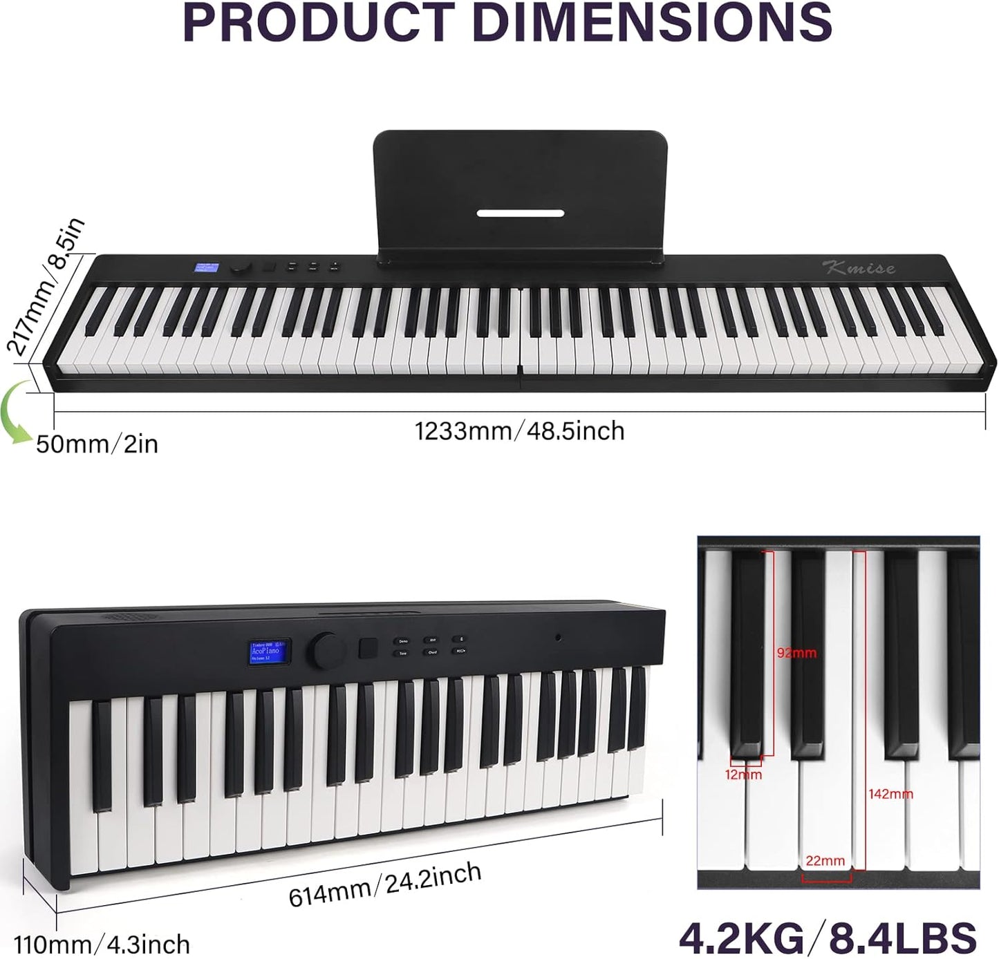 Piano électrique pliant clavier 88 touches