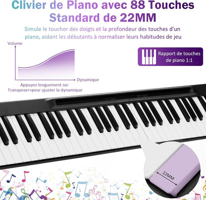 Piano Numérique Pliable avec 88 Touches