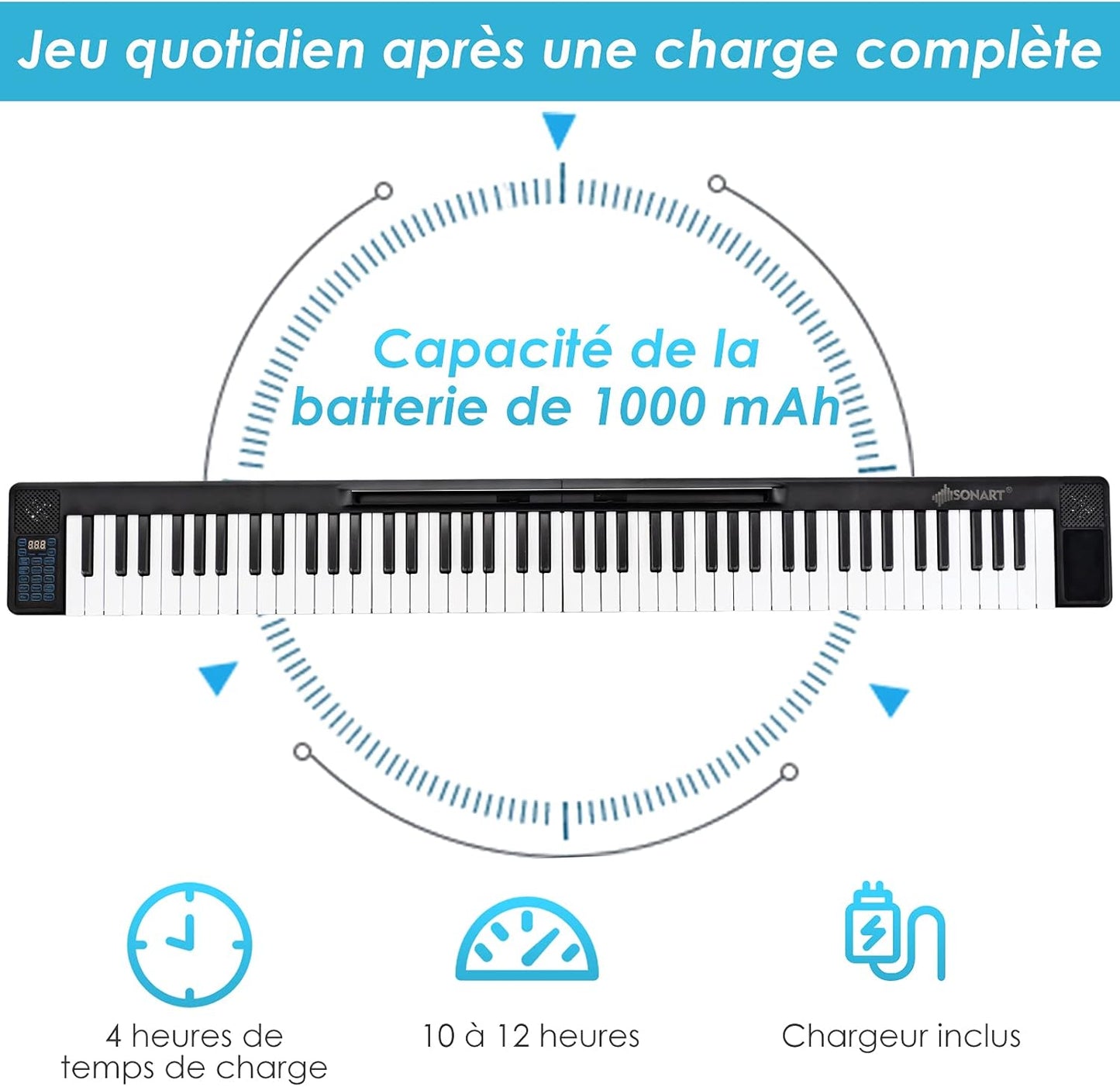 Piano numérique de 88 touches avec touches détachables