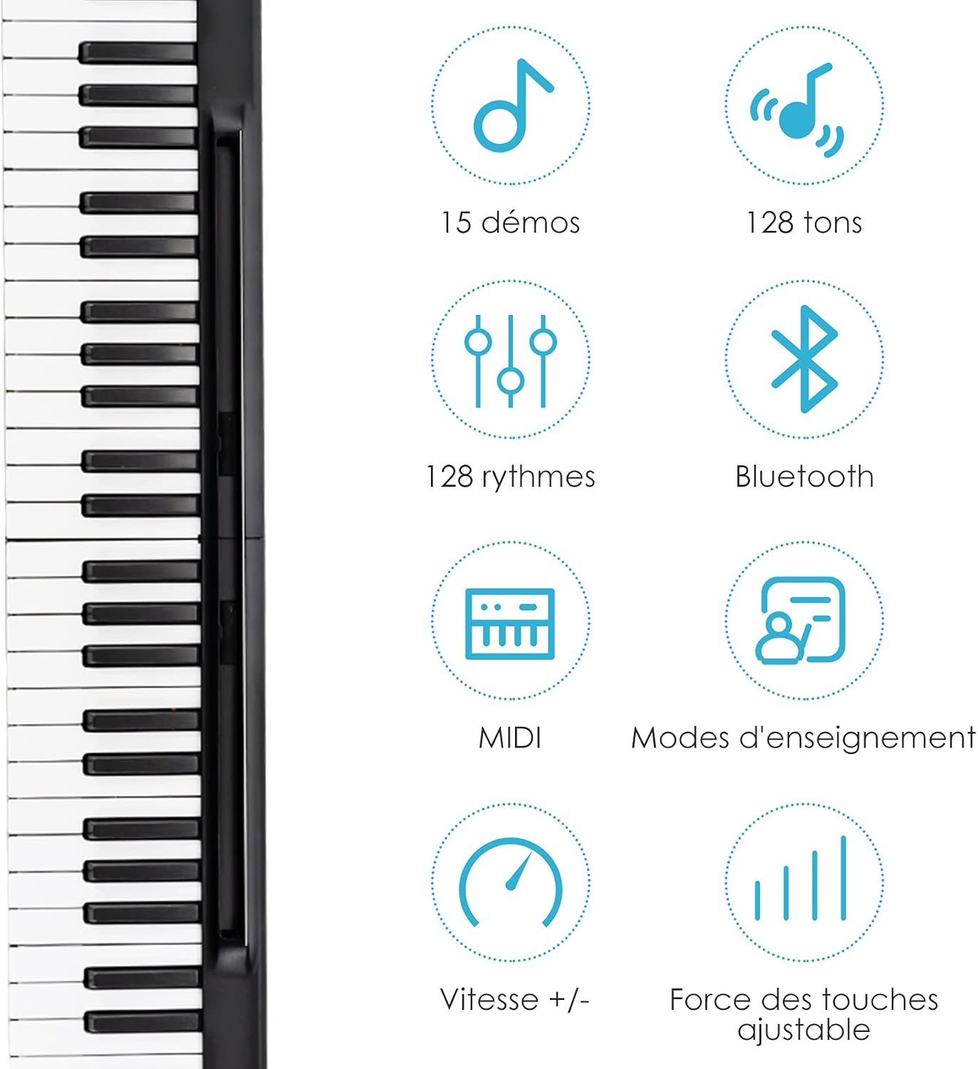 Piano numérique de 88 touches avec touches détachables