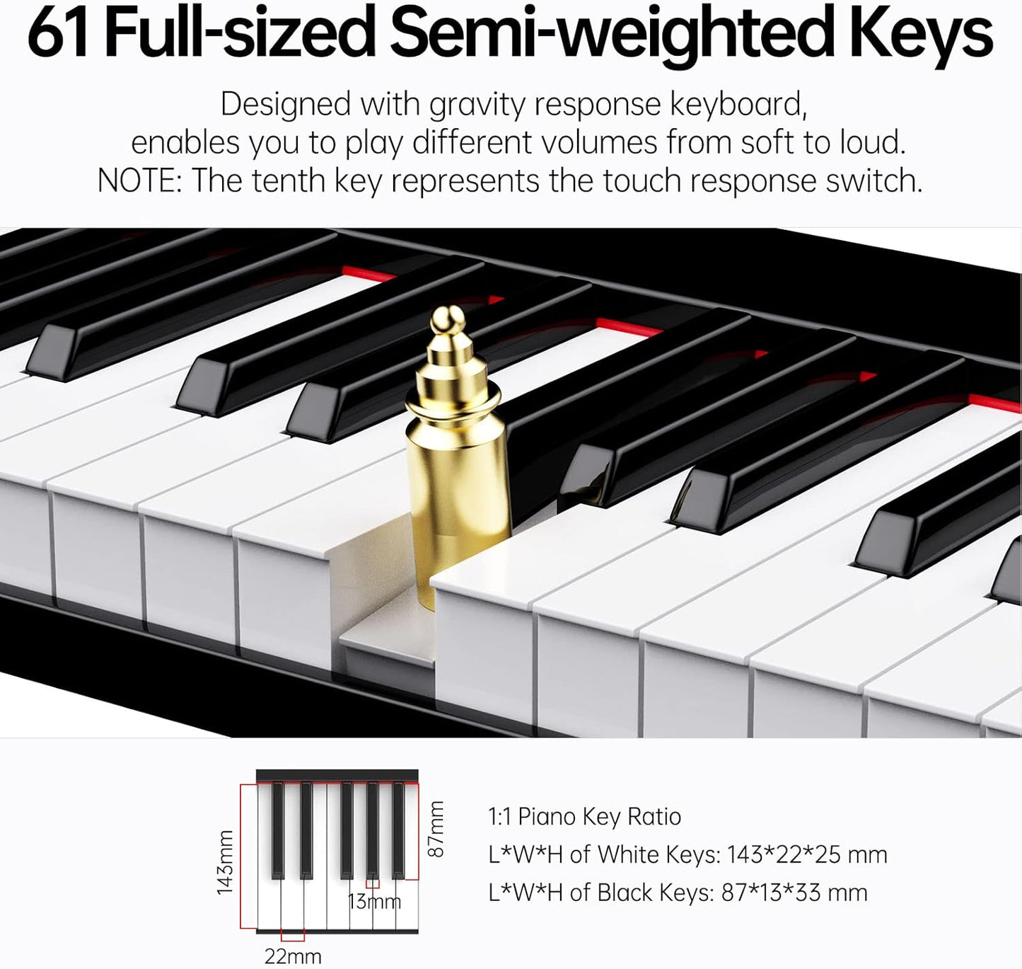 Piano numérique 61 touches avec stands lumineuses