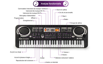 Piano à clavier électronique 61 touches