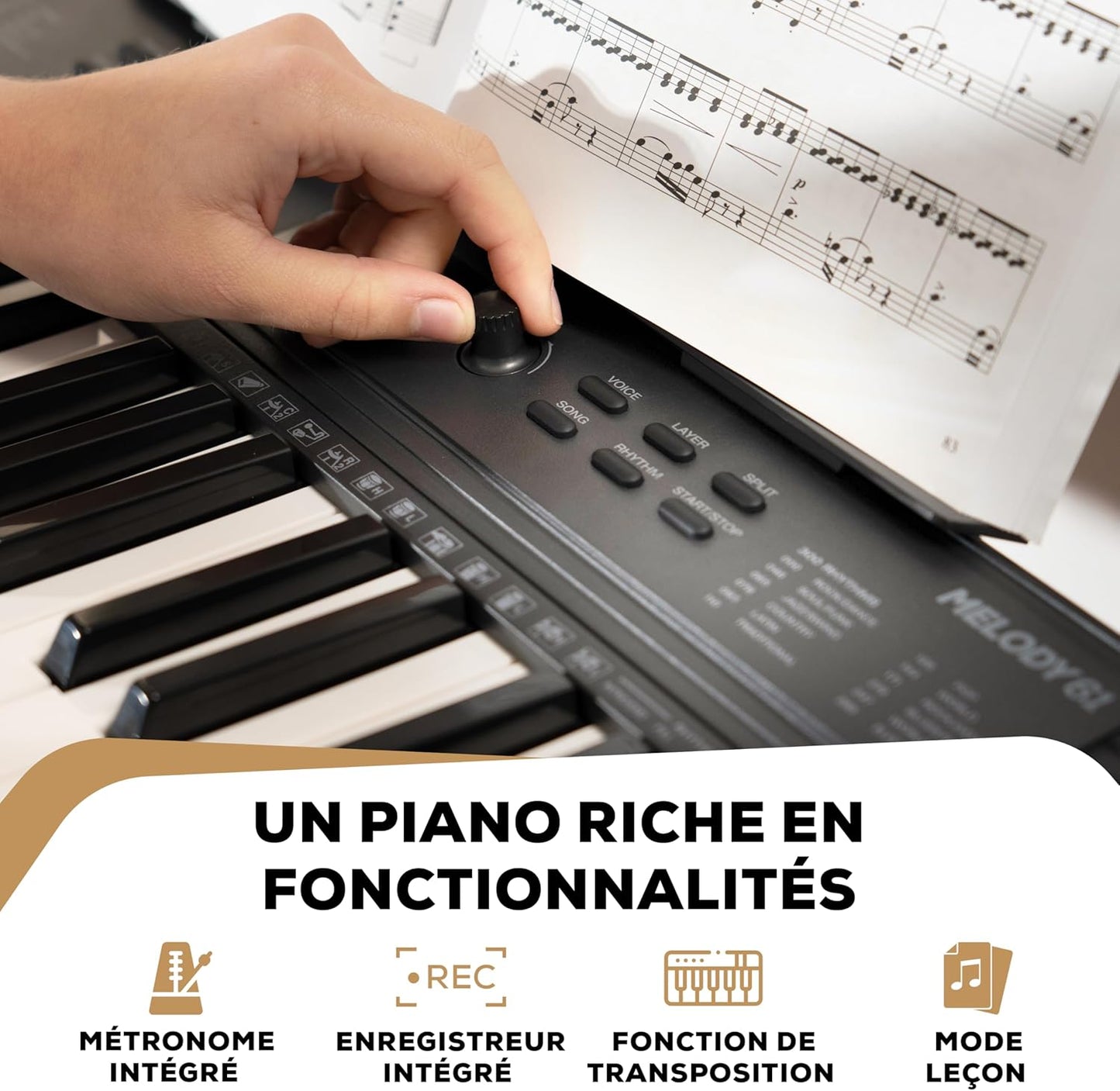 Piano 61 touches pour débutant avec haut-parleur