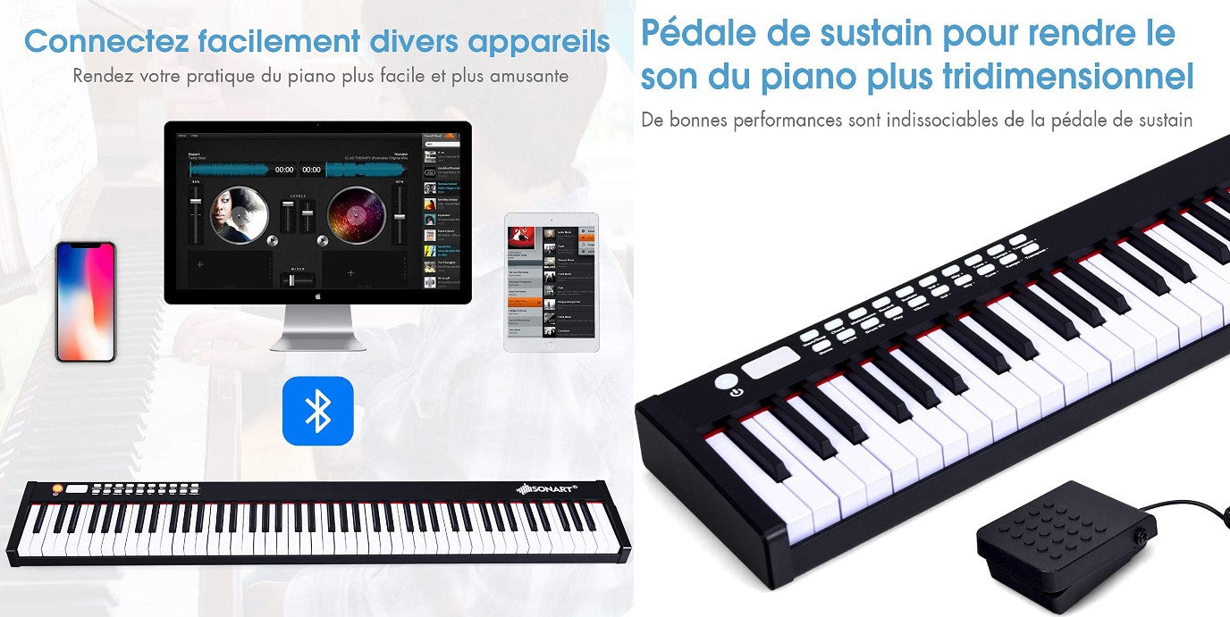 Piano Numérique 88 Touches portable avec bluetooth