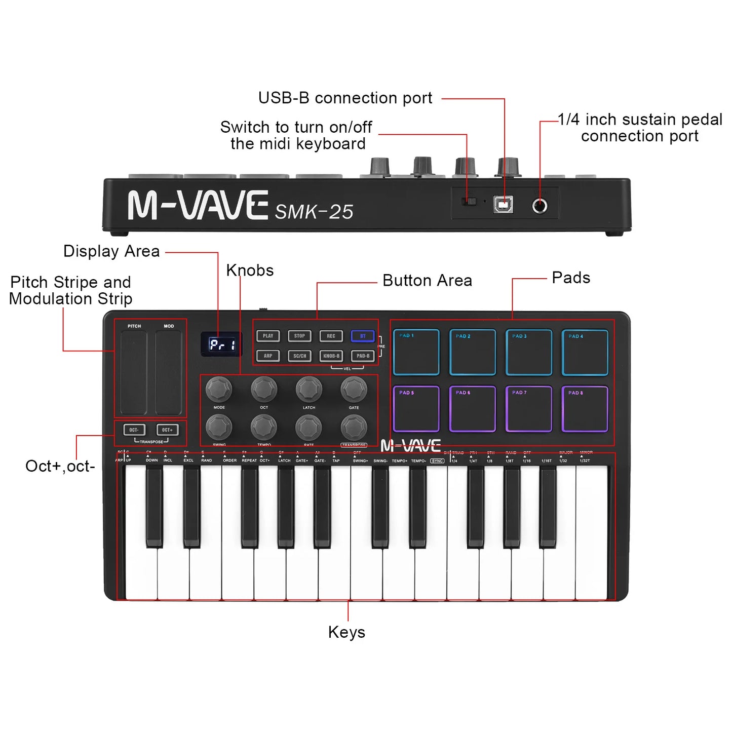 Piano portable 25 touches